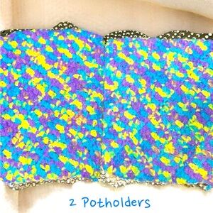 Handcrafted crocheted potholders. Both together. Thick & soft. 8 by 5 1/2 inches